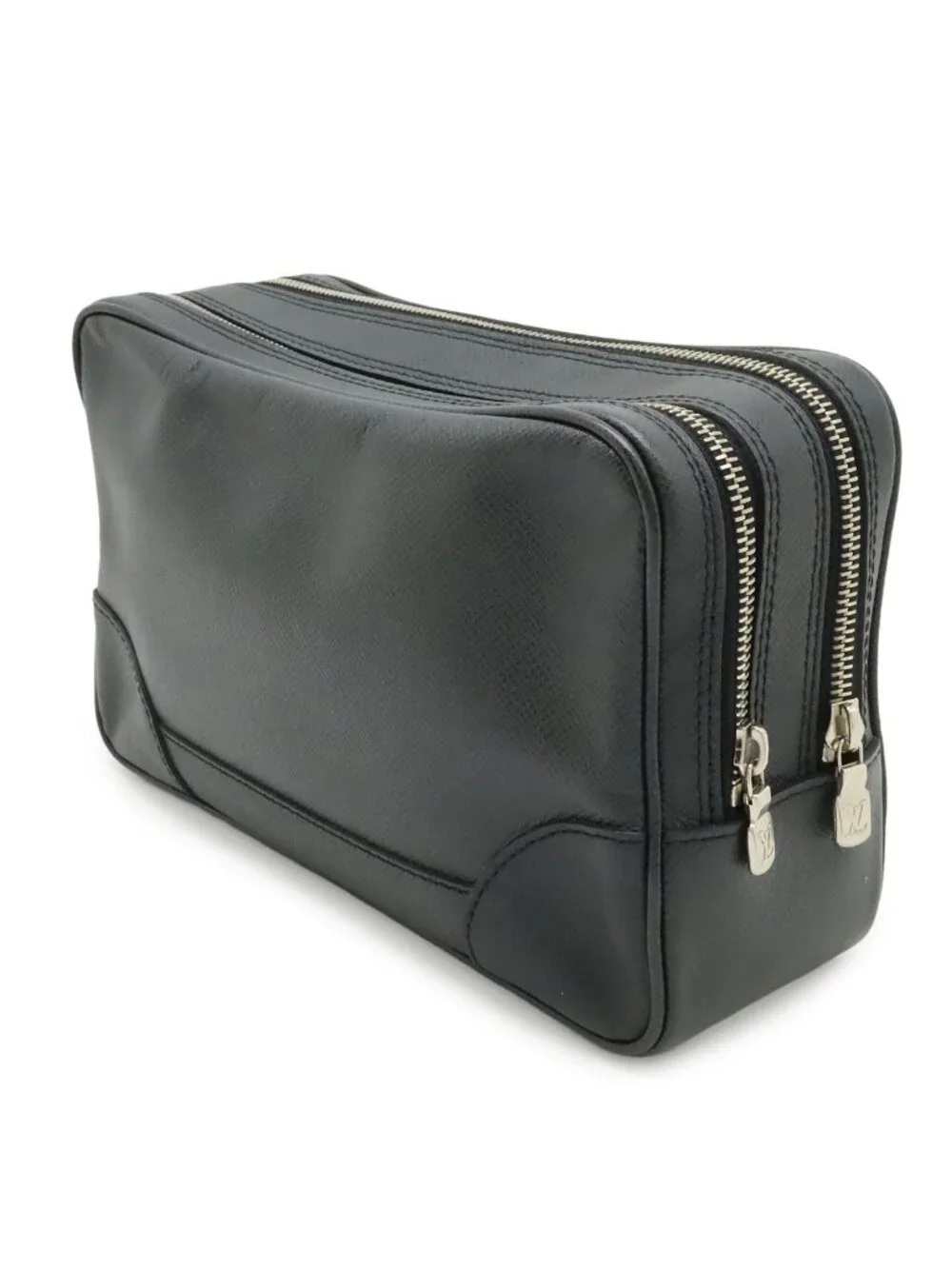 Louis Vuitton Taiga Pavel Clutch Leather Ardoise Black Silver